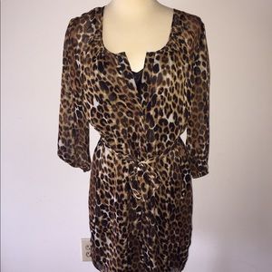 Express Leopard Print Shirt Dress